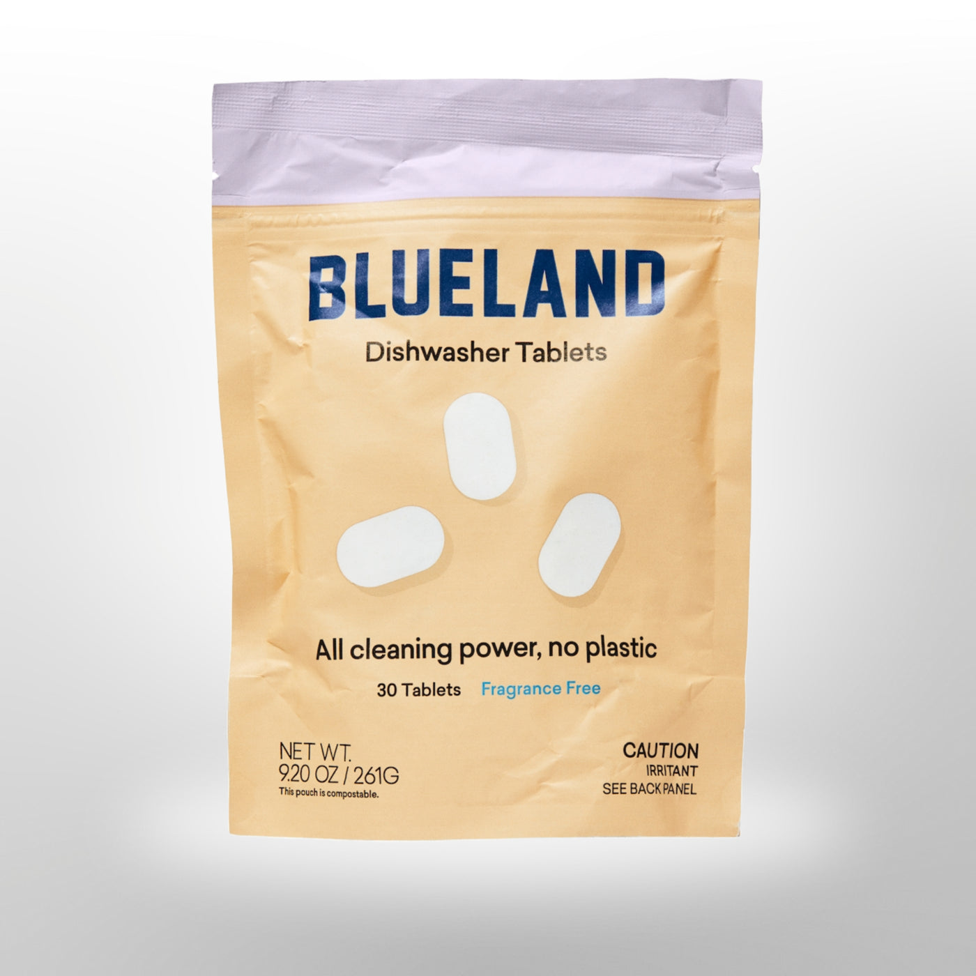 Blueland Dishwasher Tablets. Includes 30 refill tablets in eco-friendly paper packaging.