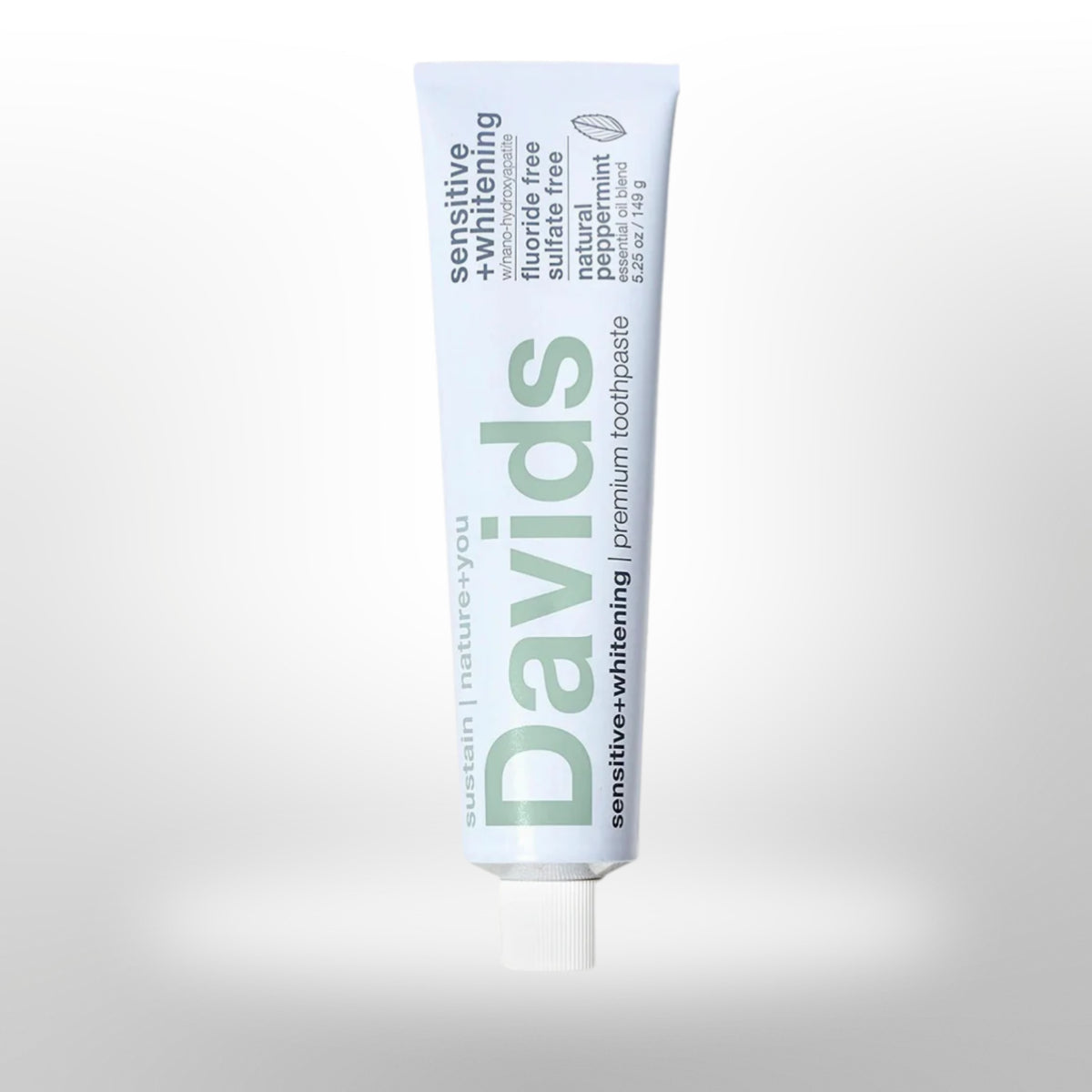 Davids Sensitive+Whitening Nano-Hydroxyapatite Premium Toothpaste in peppermint flavor is an advanced oral care solution.