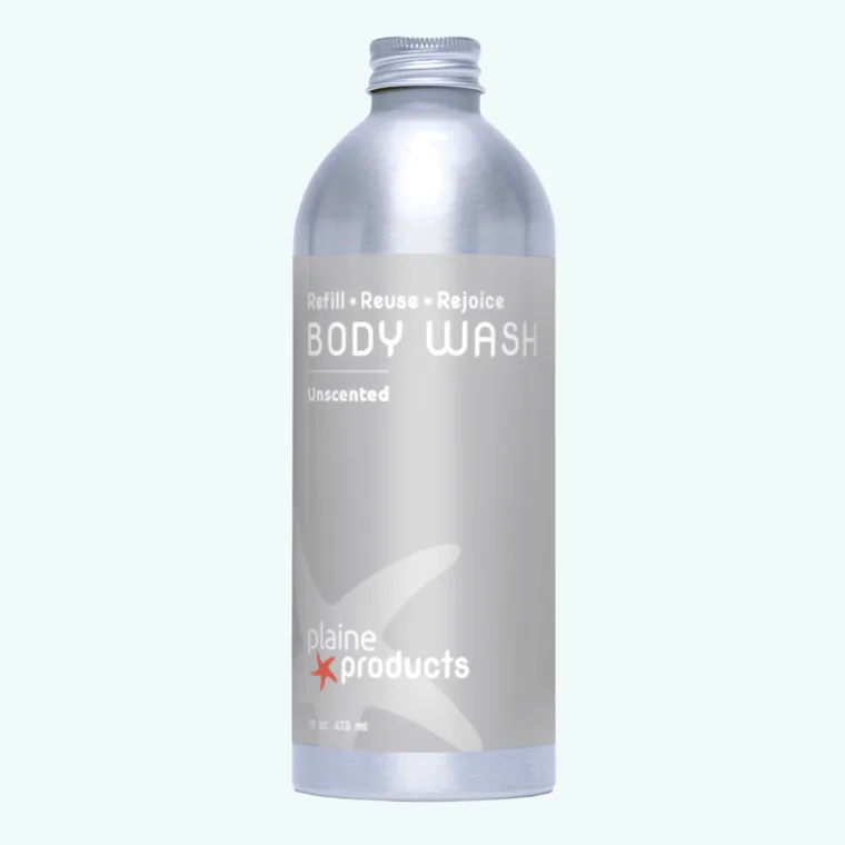 Plaine Products Body Wash, Unscented, 16 oz Refill